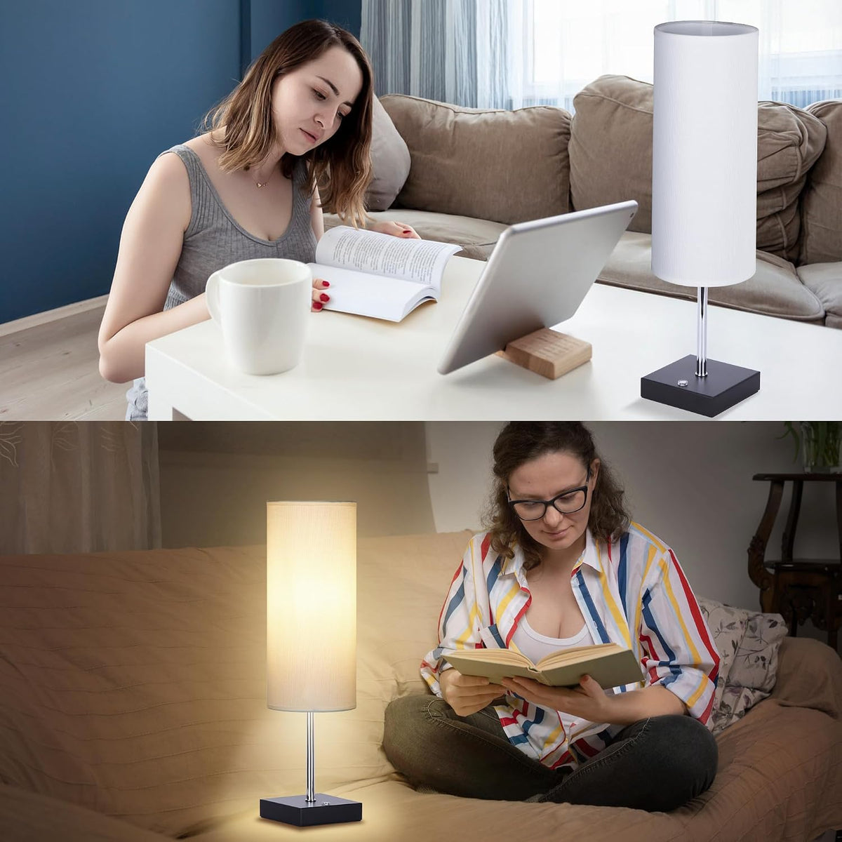 AVV Cordless Table Lamp, 5000mAh Battery Operated Lamp for Night Stand, 3 Modes Battery Powered Wireless Table Lamp, Touch Control Rechargeable Lamp for Bedroom, Living Room, 18 Inch White