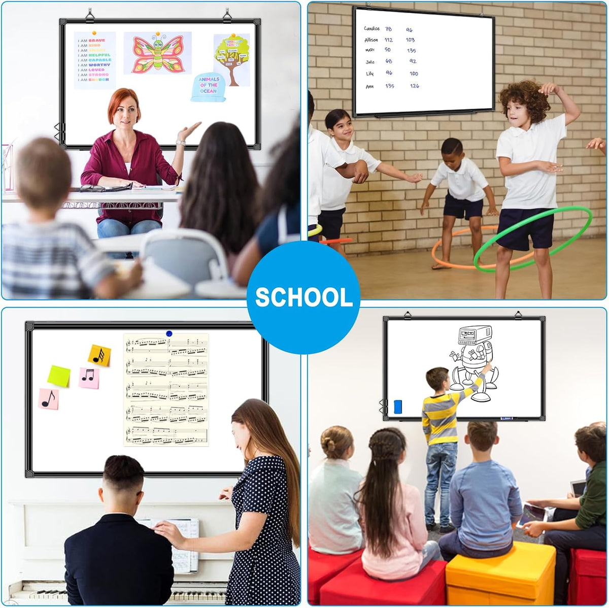 H-Qprobd 36"x24" White Board for Wall Double-Sided Magnetic Dry Erase Board with Black Aluminum Frame, Presentation Whiteboard Suitable for Home, Office, Classroom & Kitchen
