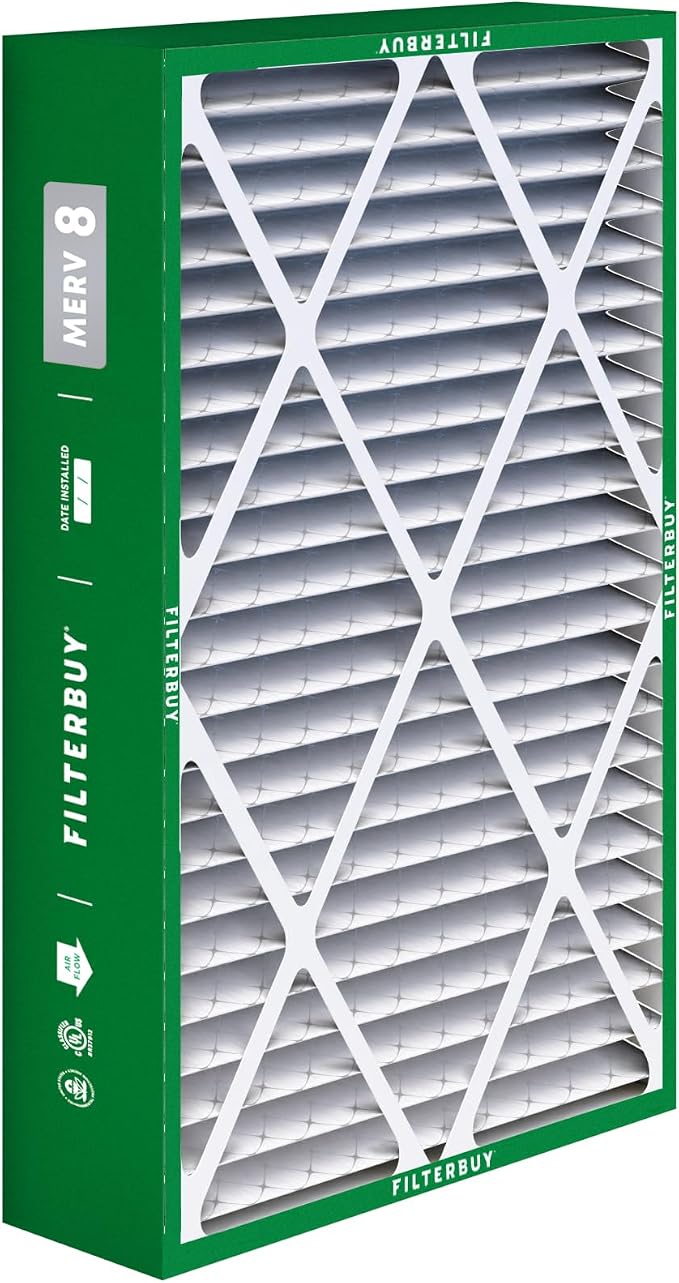 Filterbuy 16x25x5 Air Filter MERV 8 Essential Dust & Allergy Defense, Pleated