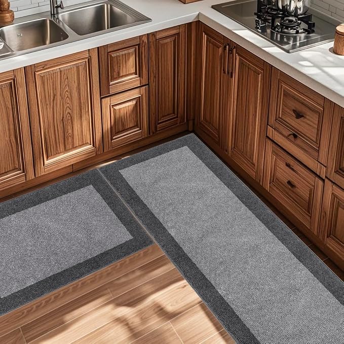 Machine Washable Kitchen Rugs Set of 2, Non Slip Kitchen Mats