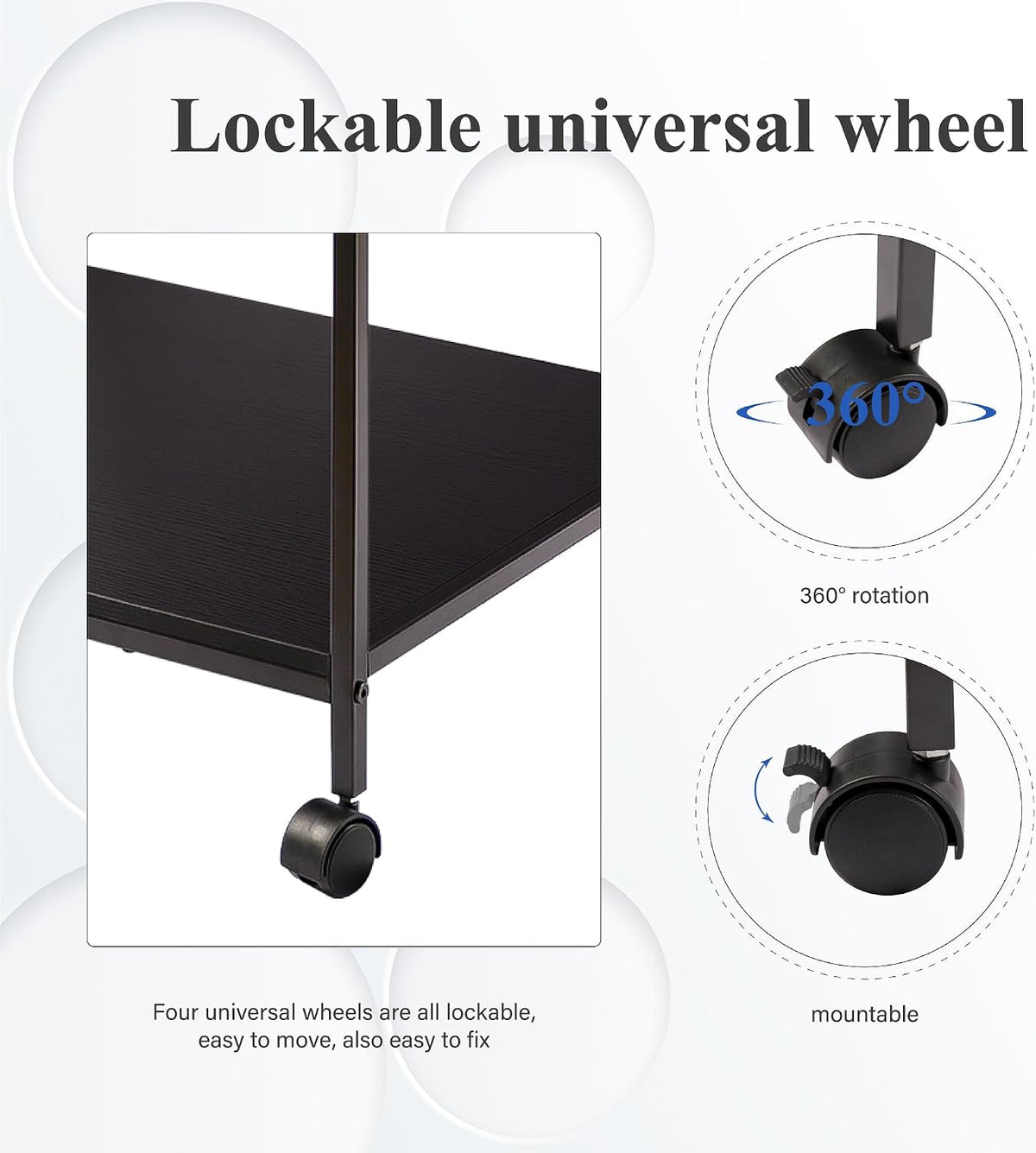 31.5" Heavy Duty Large Printer Stand with Adjustable Storage Shelf, Black