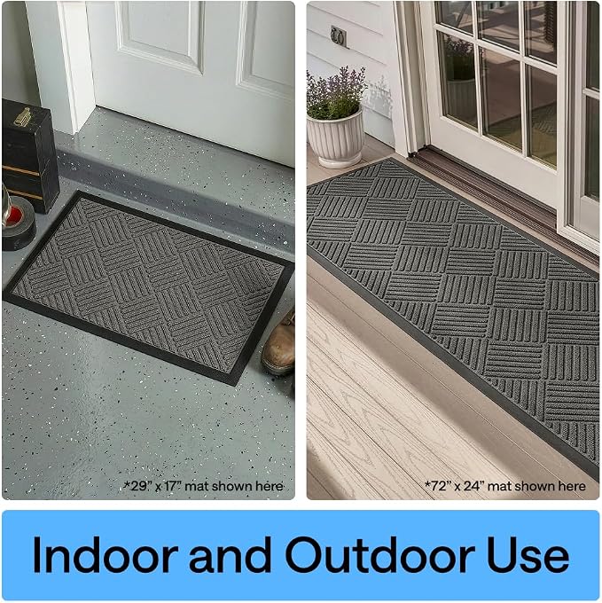 GORILLA GRIP 100% Waterproof All-Season WeatherMAX Doormat, US Designed Natural