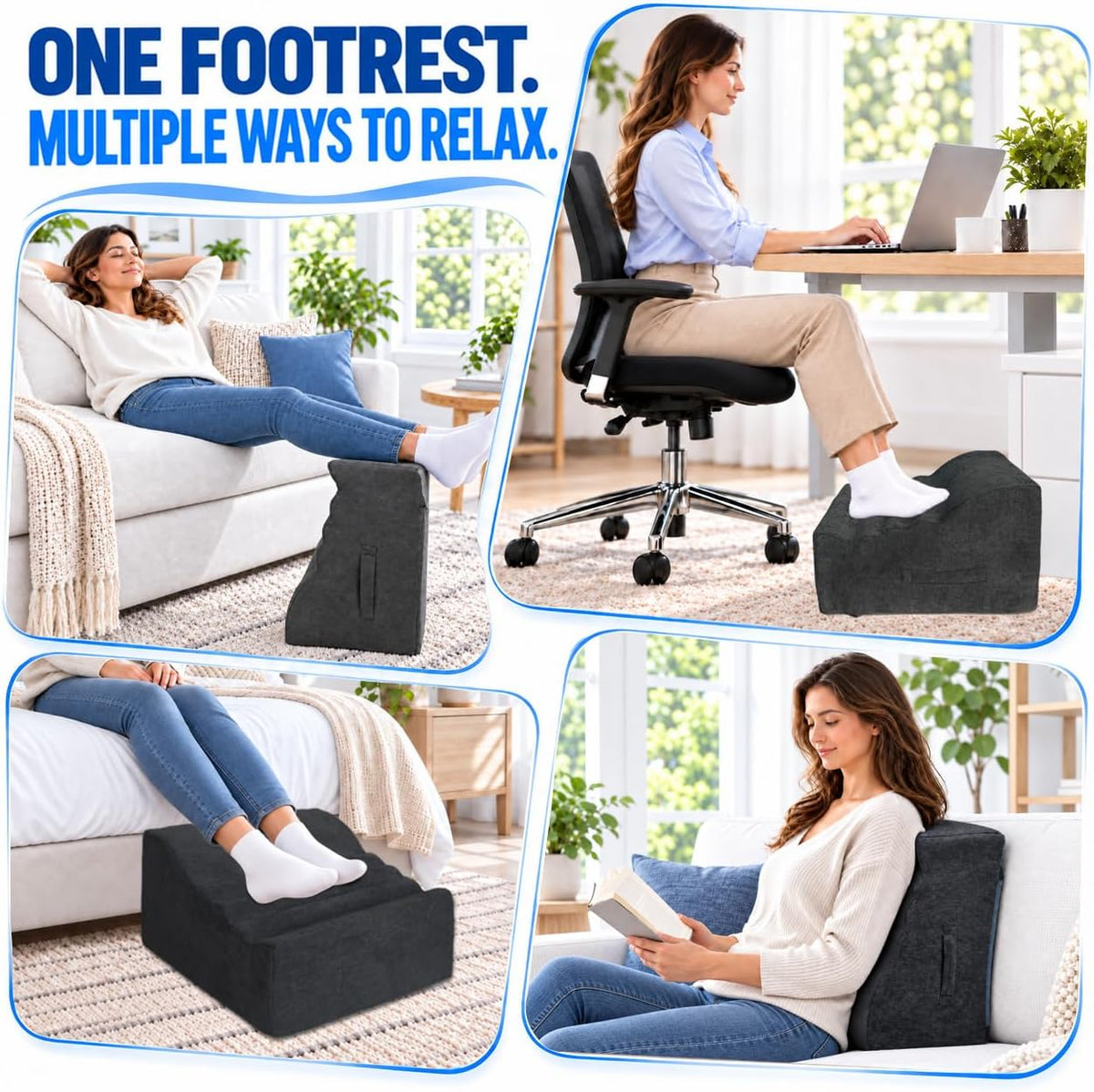 Under Desk Foot Rest, Adjustable Height Foot Stool for Office