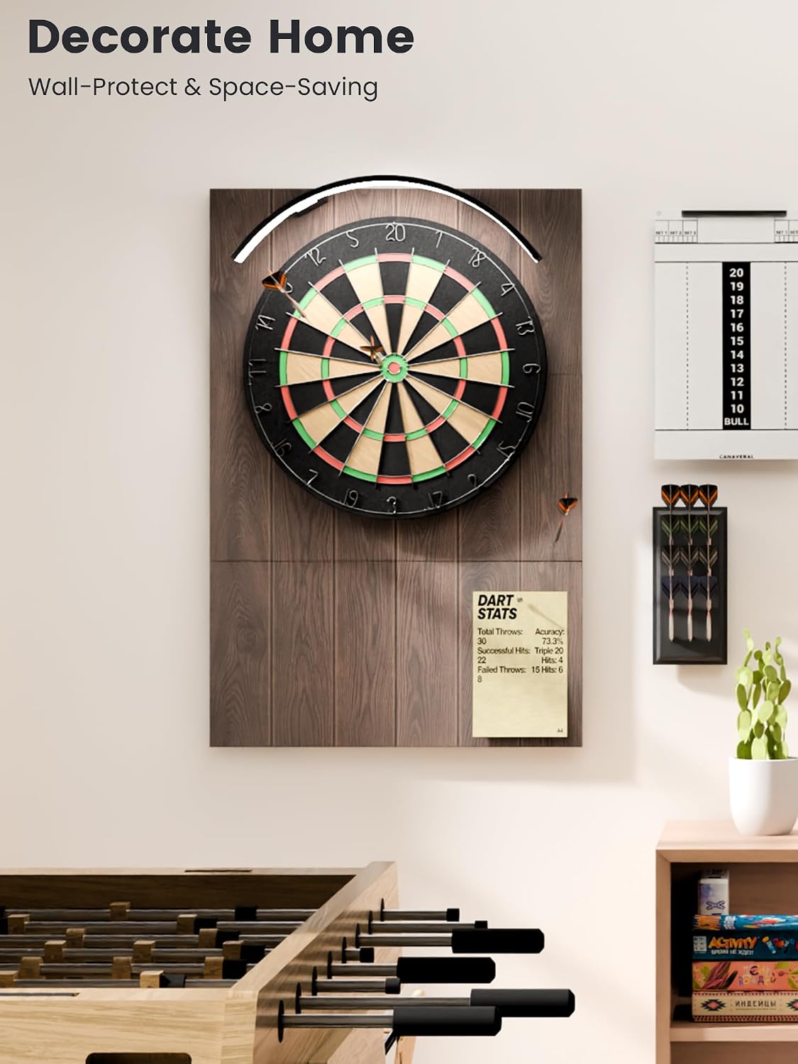 FLUXYNARA Felt Dart Board Wall Protector Foldable Square Surround Protector Backing Tiles, Wall Protector with Adhesive Pads | Home & Basement & Garage Use