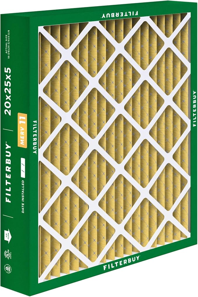 Filterbuy 20x25x5 Air Filter MERV 11 Superior Pet & Allergy Defense, Pleated