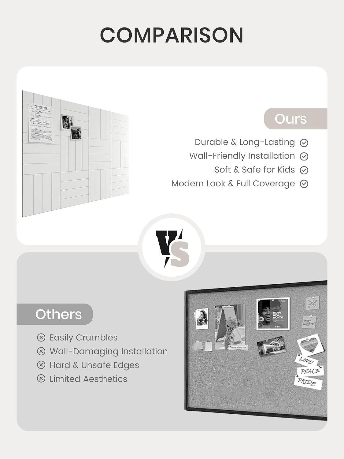 Bumusty 48" x 36" Large Cork Board Alternative, Milky White