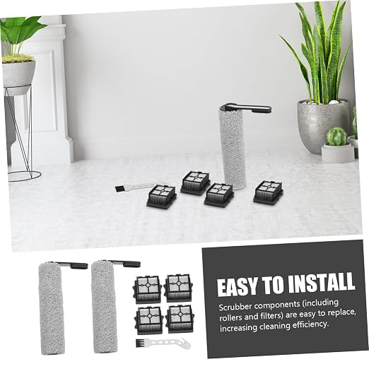 1set Floor Scrubber Brush Replacement Kit Slim Rollers Filters and Brush