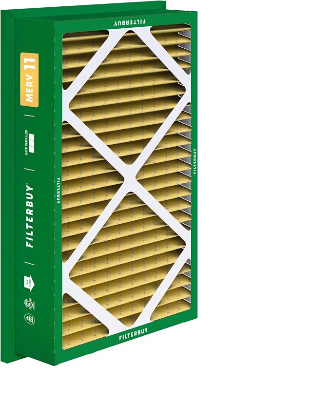 Filterbuy 16x25x5 Air Filter MERV 11 Superior Pet & Allergy Defense,