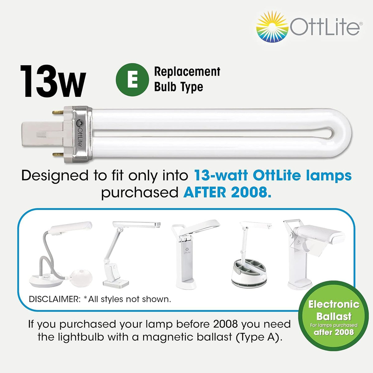 OttLite 13-Watt Slimline CFL Task Lamp, Black
