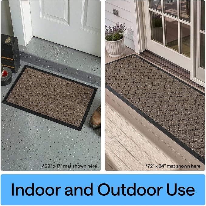 GORILLA GRIP 100% Waterproof All-Season WeatherMAX Doormat US Designed Natural