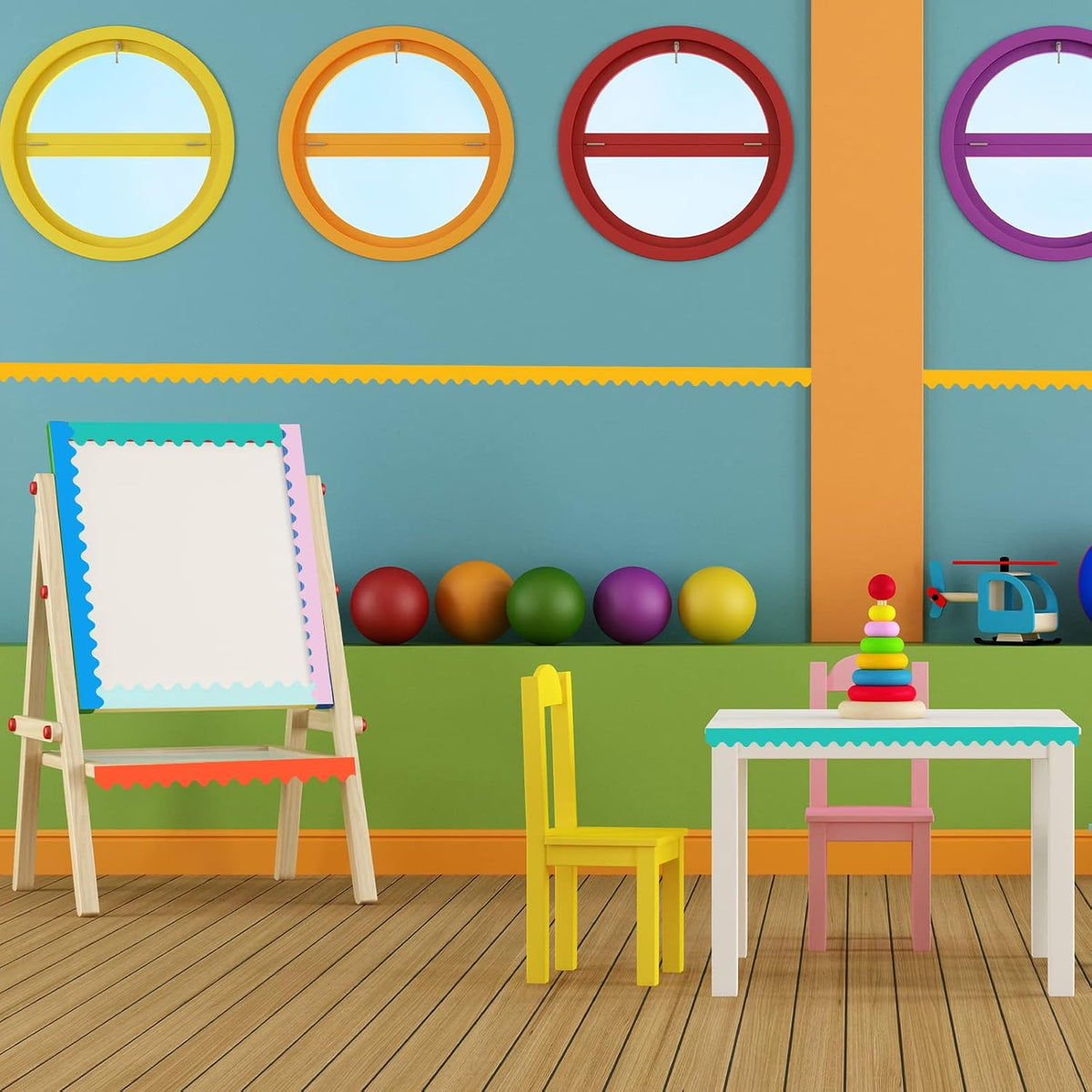 Leinuosen 16 Pack Scalloped Board Borders, Colorful Trim for Classroom