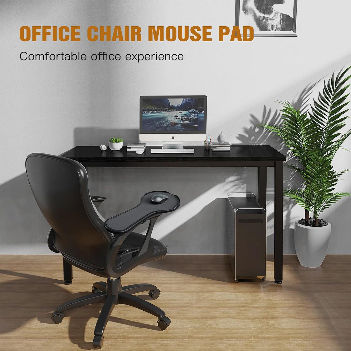 Ergonomic Adjustable Arm Rest Mouse pad for Chair, Strap Fastener