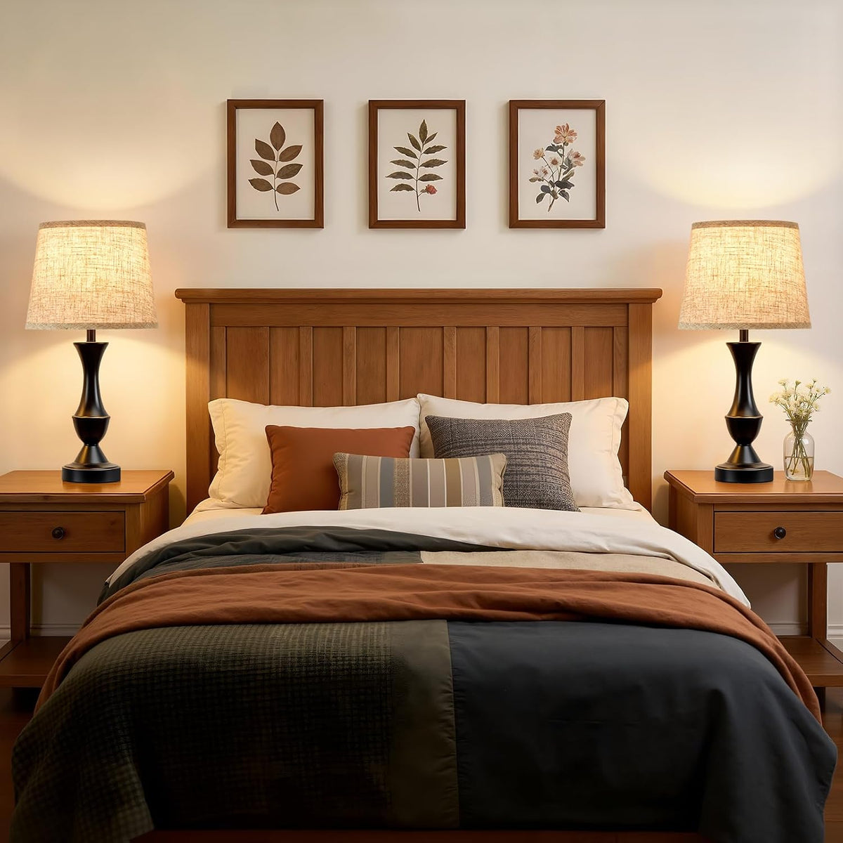 Luvkczc Table Lamp Set of 2, 19" Farmhouse Vintage Bedside Lamps