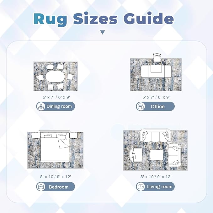 pmtsns Area Rugs 8x10 for Living Room: Washable Rug Modern Abstract Neutral