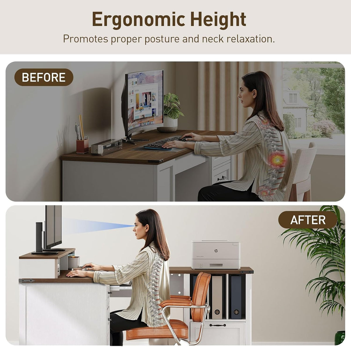 RALGEND 2 Pack Farmhouse 69" L Shaped Office Desk with Drawers