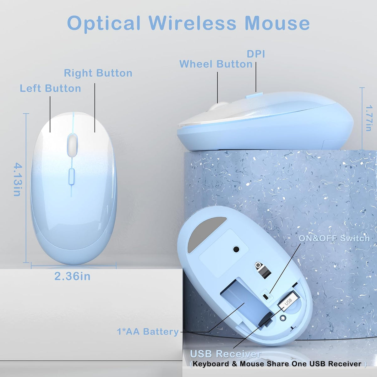 Colorful Wireless Keyboard and Mouse Combo (Blue Gradient)