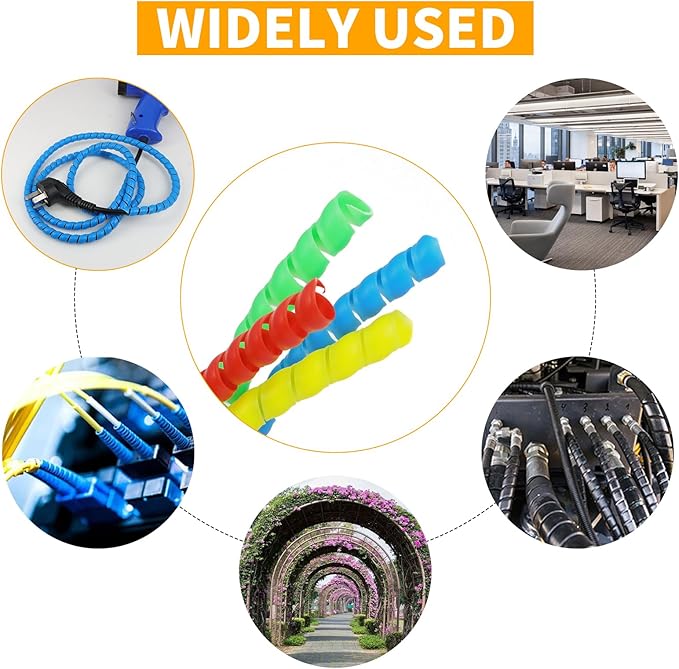 Spiral Cable Wrap, 16.4ft, 33ft Wire Protection Sleeve Cover Cable Organizer Pipe Flexible Spiral Wrap Winding Tube Prevent Cat from Chewing Cables (Red, 8mm (5/16")-33ft)