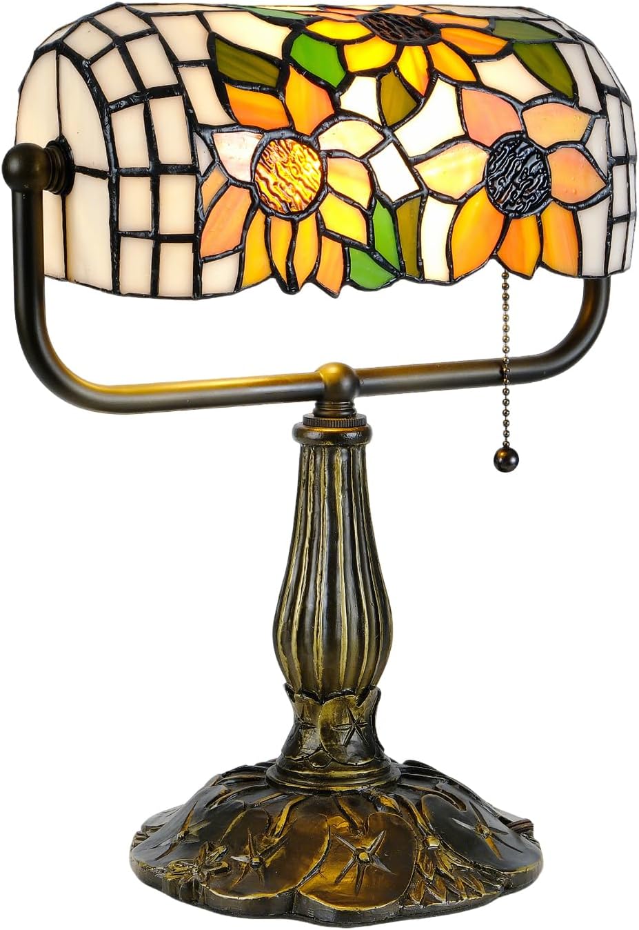 Bankers Desk Lamp, Sunflower Stained Glass Piano Light