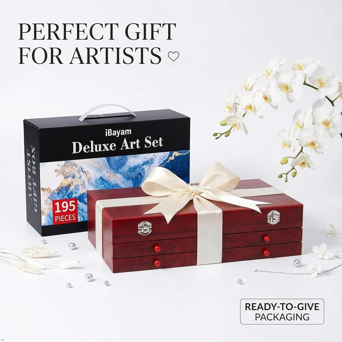 iBayam Art Supplies, 195-Pack Deluxe Drawing Painting Kit, 3 Sketchbook Set