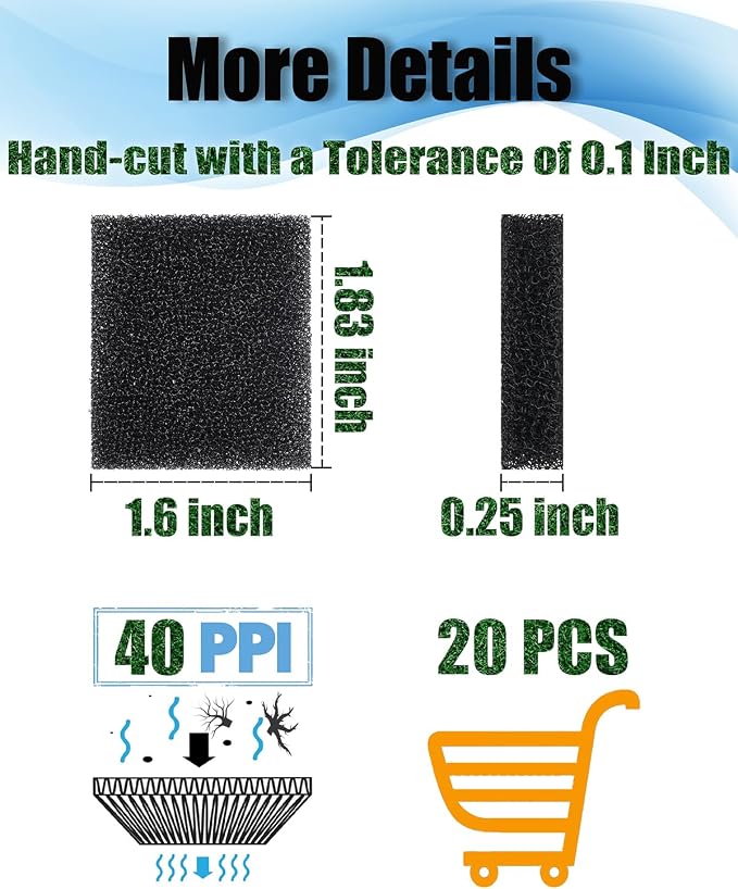 20 Pack Filter Sponges Foam Replacement