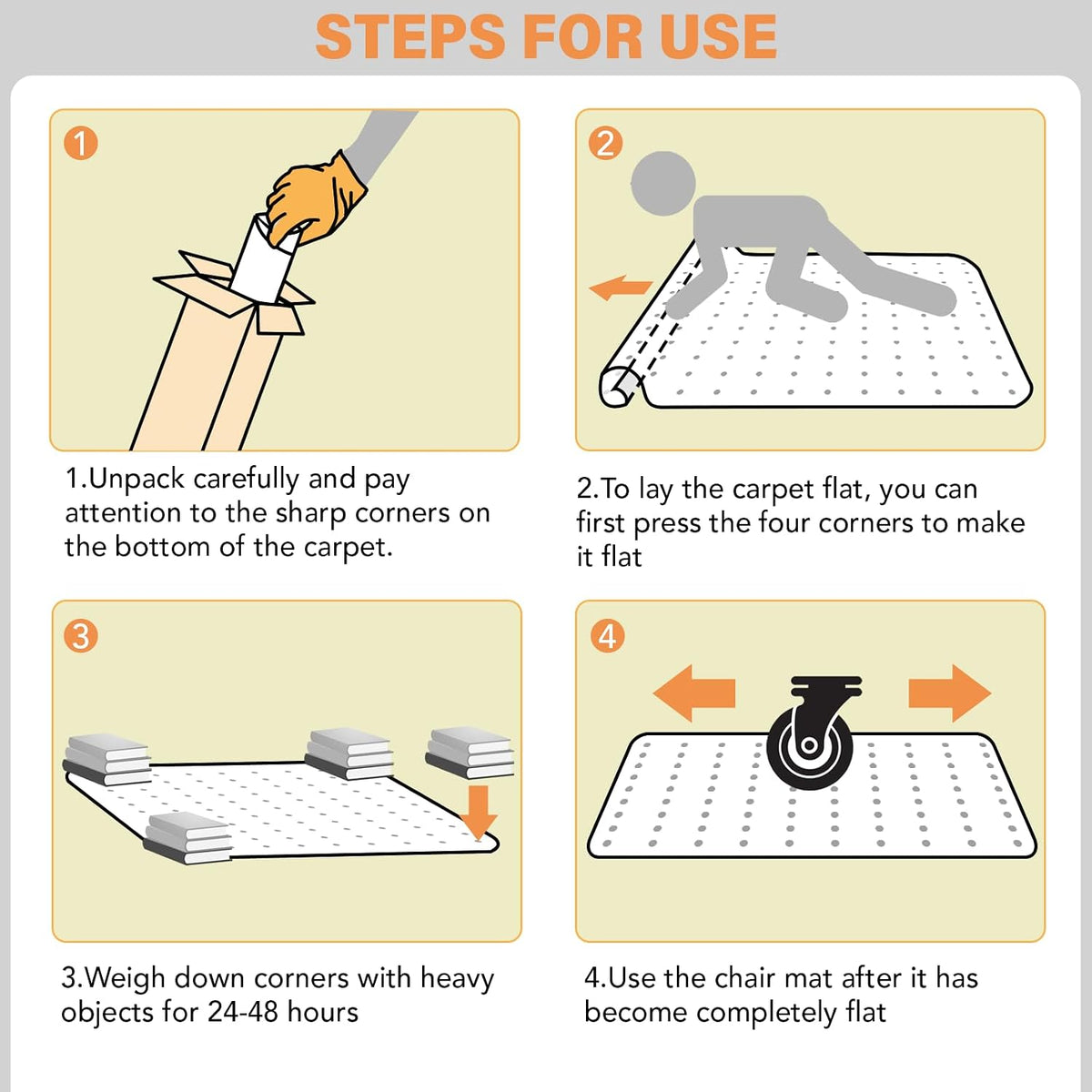 Office Chair Mat for Carpet, 48" x 60" Clear Desk Chair Mat