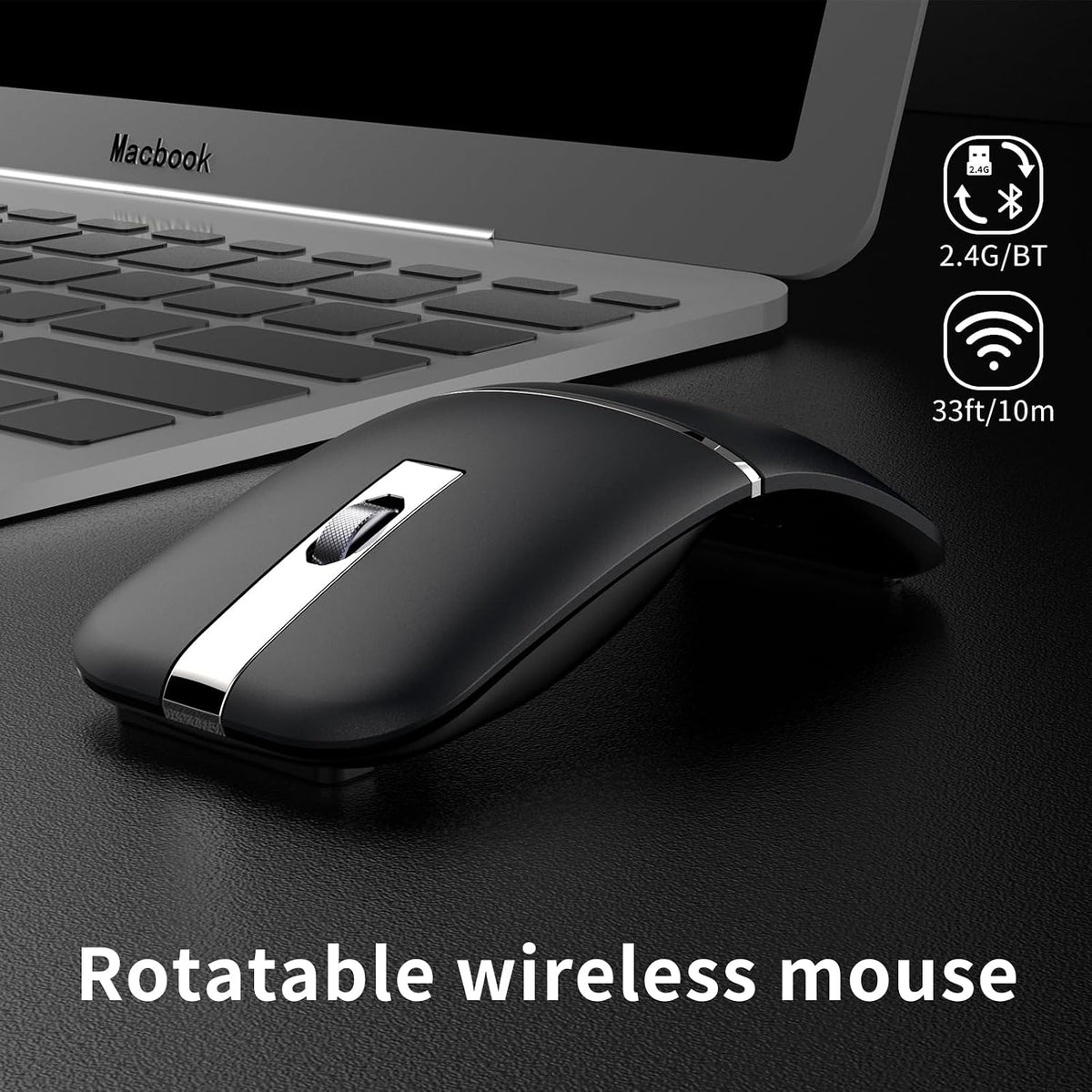 Bluetooth Arc Travel Mouse - BT & USB Wireless Dual Mode, Rechargeable