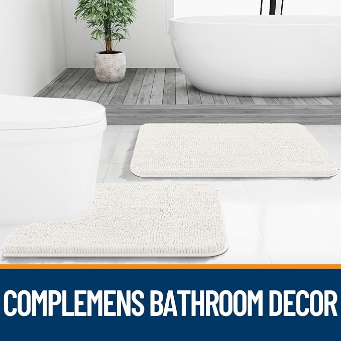 OLANLY Bathroom Rugs 30x18, Extra Soft Absorbent Chenille Bath Rugs, Rubber