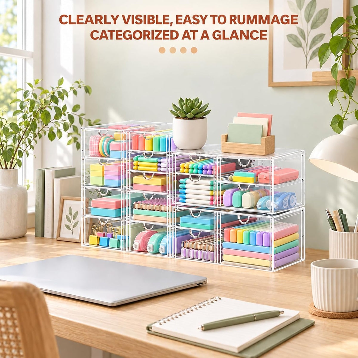 Acrylic Makeup Organizer Storage With 16 Drawers,Desk Organizers