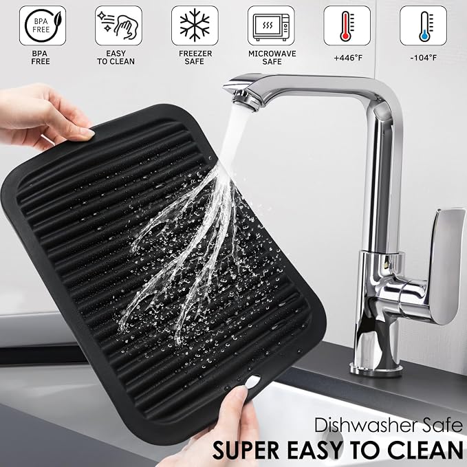 Black Silicone Trivet 16'' X 12'' Silicone Hot Pads