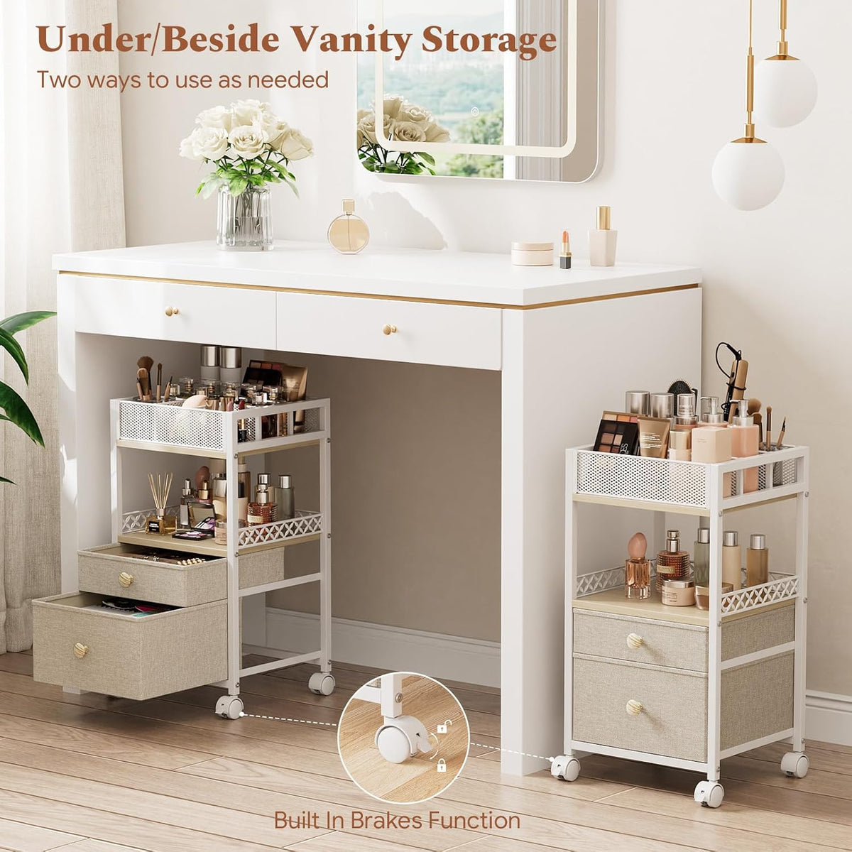 Plaviya Makeup Organizer Cart Under Desk Storage for Perfume Nail Skin Care