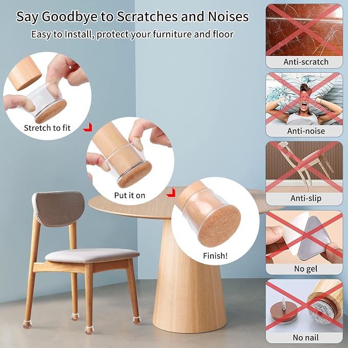 Ezprotekt 24 Pcs Extra Large Chair Leg Protectors