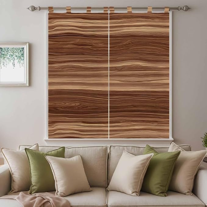 Brown Western Bedroom Curtains 72 Inch Length, Window Curtains Tab Top