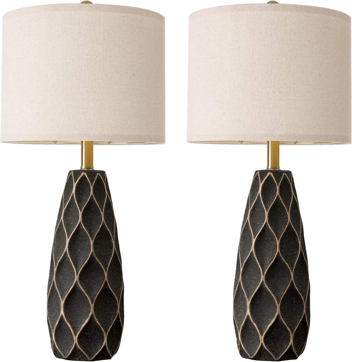 PORTRES 27.5" Ceramic Table Lamps for Bedroom Living Room Lamps Set of 2
