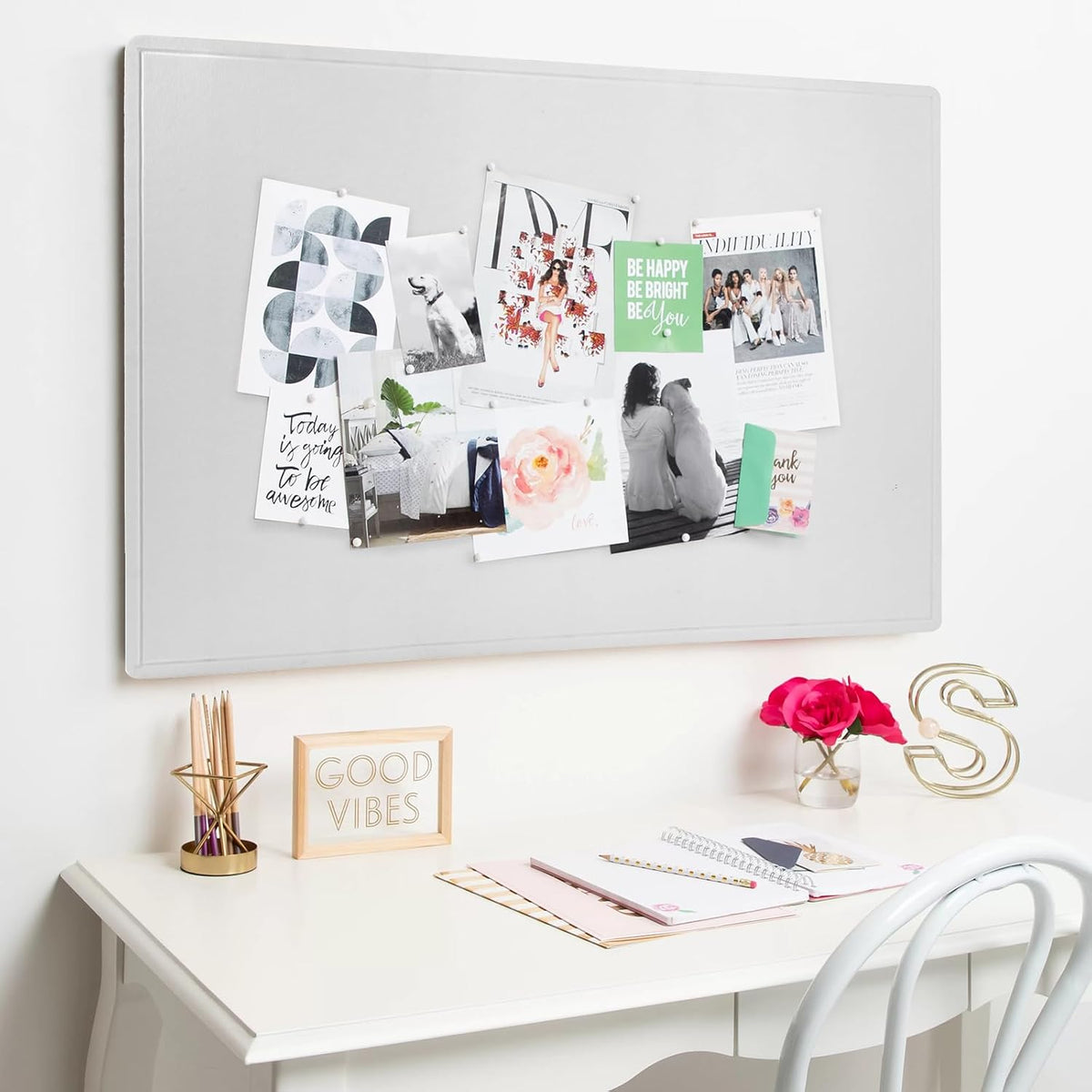 Extra Large Bulletin Board, 72 x 48 Inches Decorative Felt Pin Board Foldable Photo Board Self-Adhesive Vision Board with 50 Pushpins for Office, Home, School, Cork Board Alternative for Wall (White)