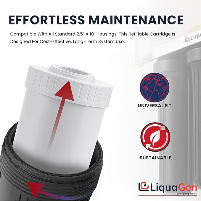 LiquaGen Activated Alumina + Carbon + KDF-55 Replacement Water Filter Cartridge