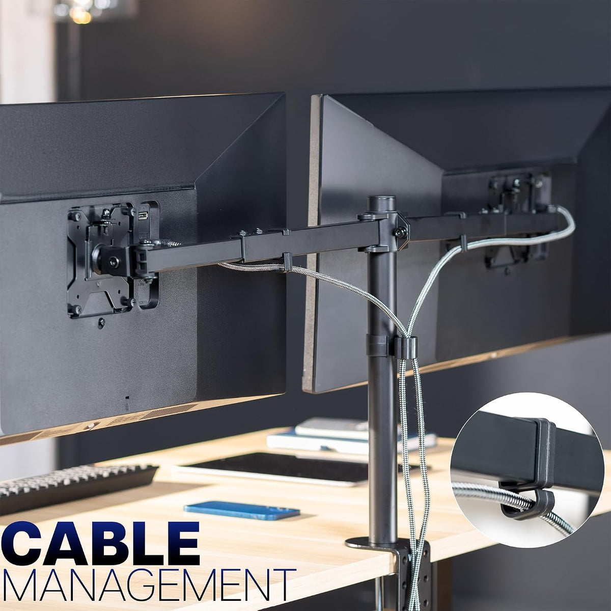 VIVO Black Dual Monitor Desk Mount for 27-38 in Ultrawides, STAND-TS38C