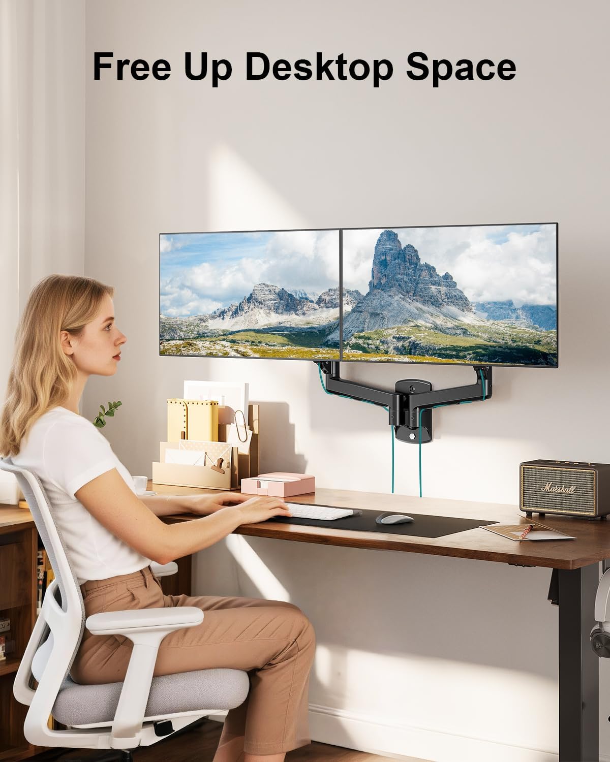 MOUNT PRO Dual Monitor Wall Mount for Max 32" Screens, Up to 19.8lbs Each