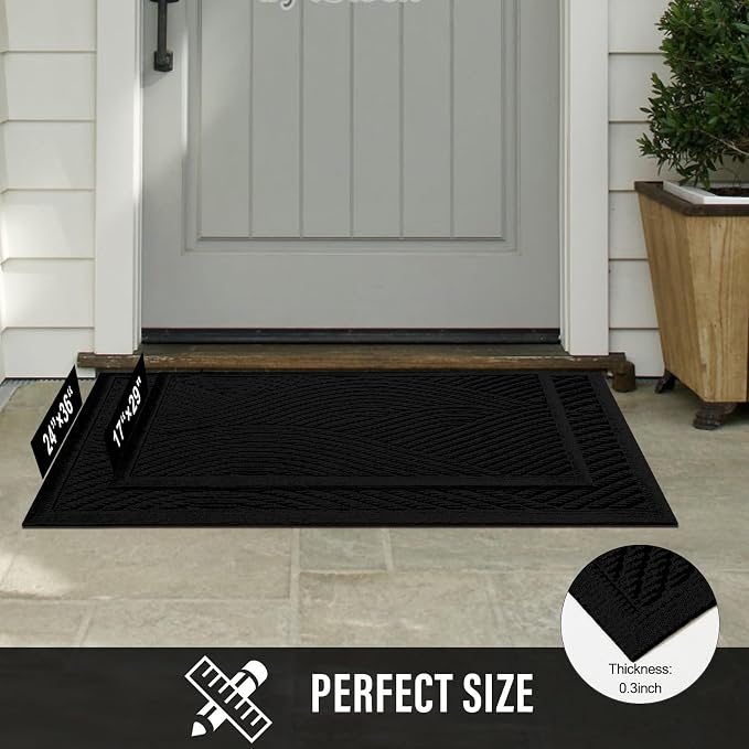 HIYARD Sturdy Front Door Mat, Absorbent Muddy Dirt Resist Welcome Door Mats