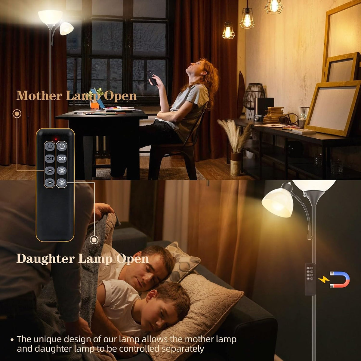 GERGO Torchiere Floor Lamp with Remote Control and Adjustable Reading Light