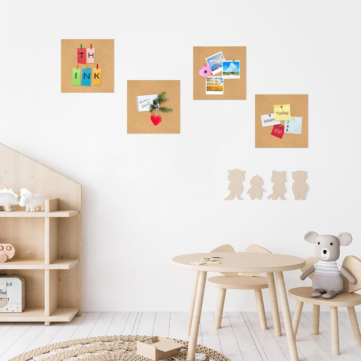 Cork Board Tiles - 8 Packs Adhesive Corkboards for Wall,Small Cork Board Decorations, CorkBoard Squares, Cork Sheet Decorative CorkBoard for Office, School & Home