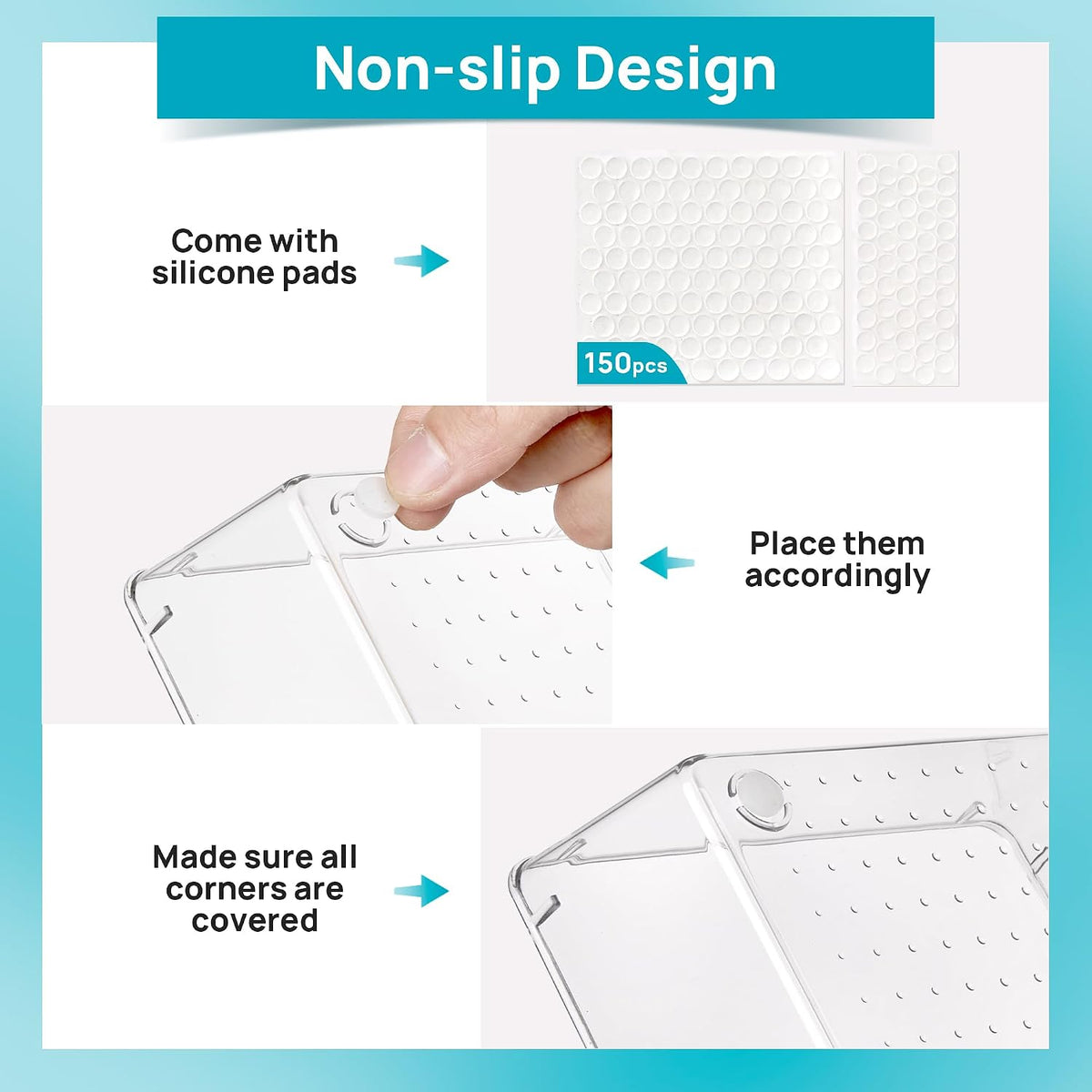 Vtopmart 28 Pack Clear Drawer Organizer Bins, 4 Sizes Storage Trays