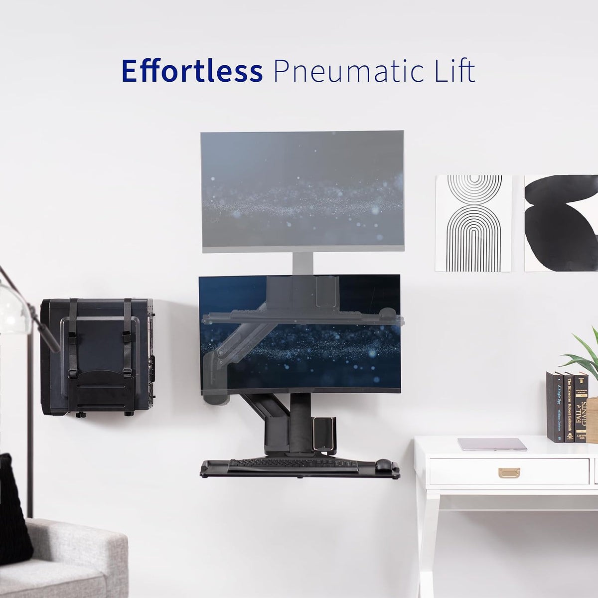VIVO Monitor & Keyboard Counterbalance Sit-Stand Wall Mount, STAND-SIT1WD