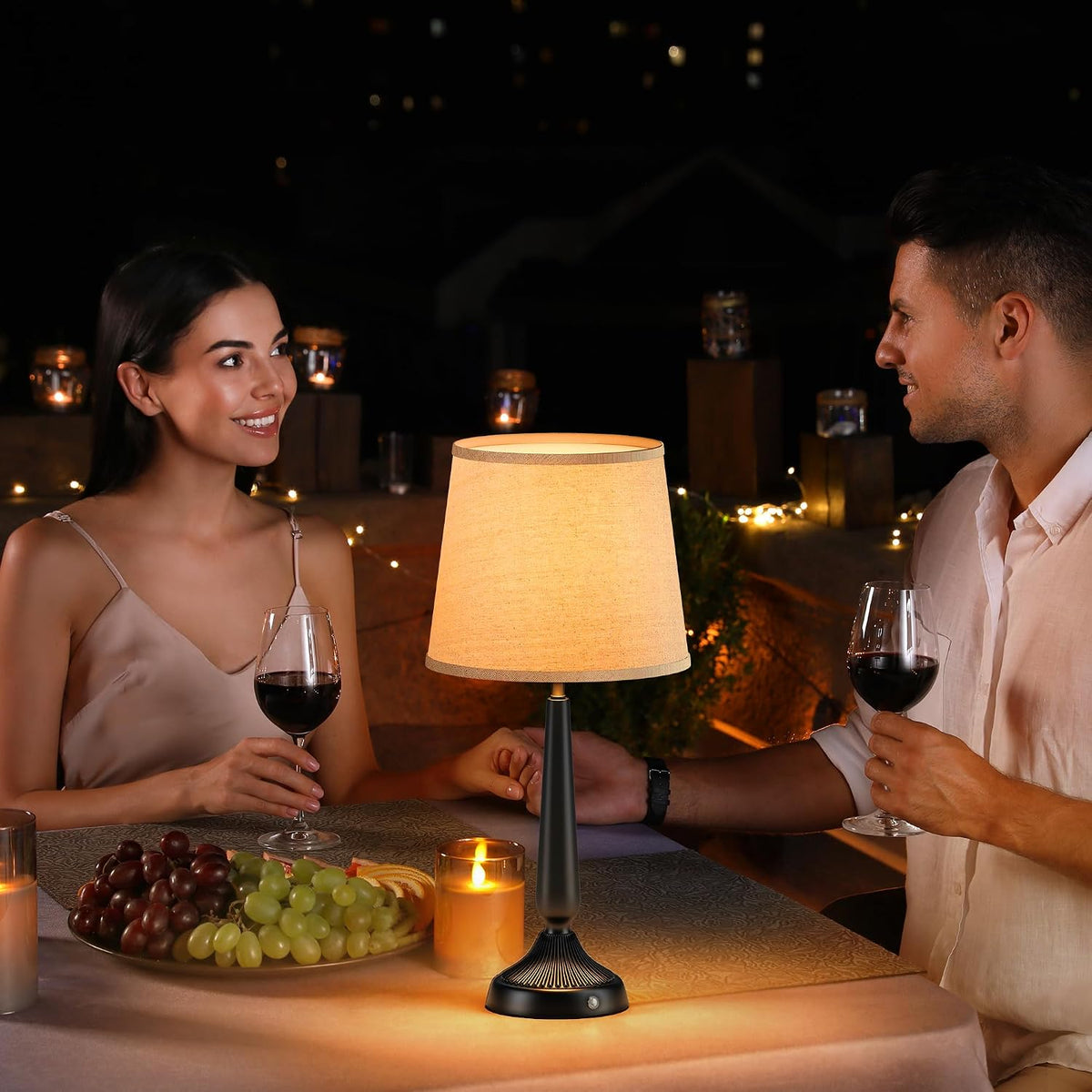 PARTPHONER Cordless Table Lamp, 5000mAh Battery Rechargeable Touch Lamp, 3-Level Brightness Bedside Lamps, Modern Black Iron Design, Desk Lamp for Patio Camping, Dining, Home