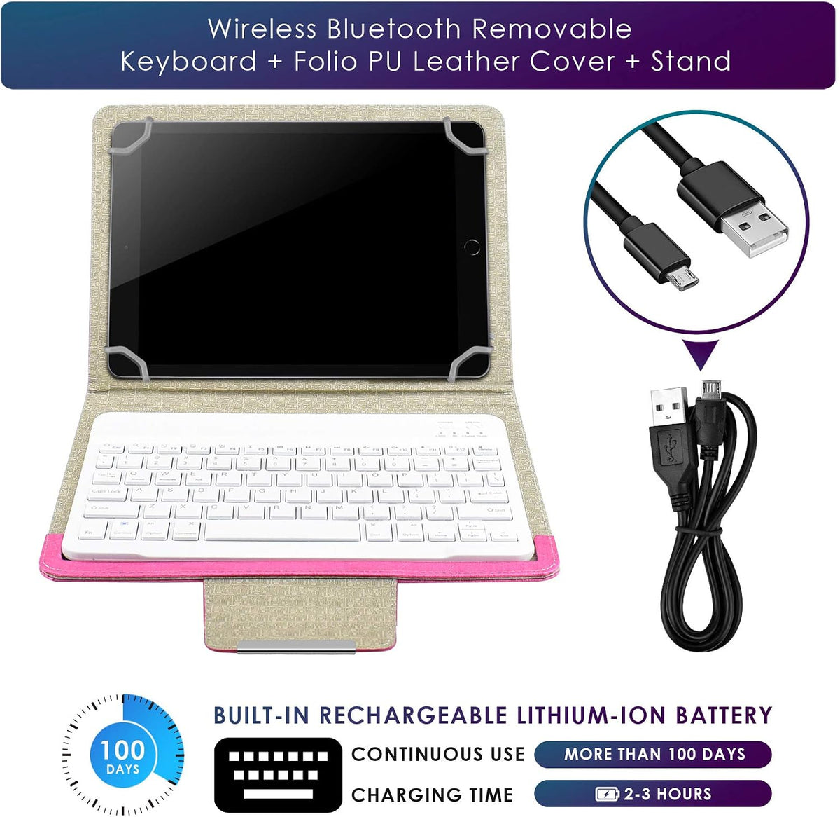 DETUOSI Universal 10.1 inch Android Tablet Case with Keyboard