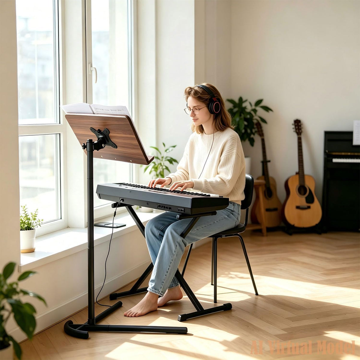 Adjustable Laptop Floor Stand for Bed, Couch, and Standing Desk Use, Large Size (Large)