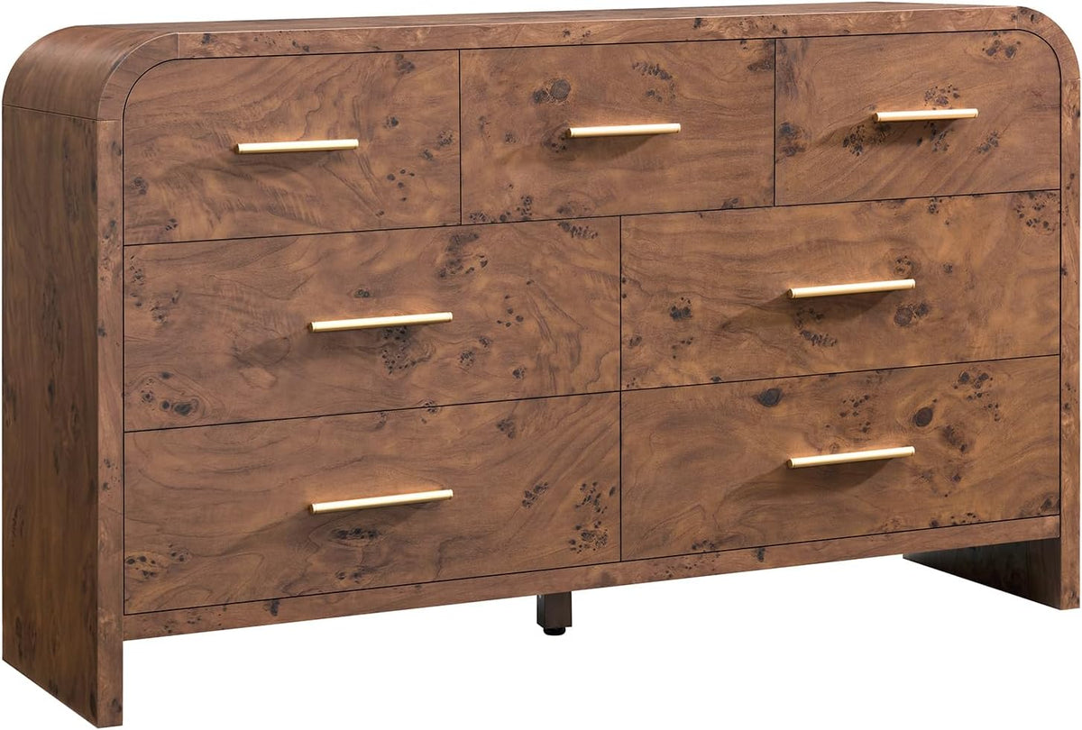 Curved Drawer Dresser for Bedroom with 7 Drawers, 54'' Wide Chest of Drawer