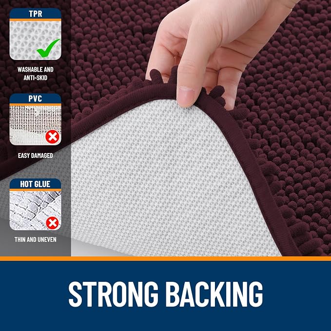 OLANLY Large Bathroom Rugs 47x32, Extra Soft Absorbent Chenille Bath Rugs