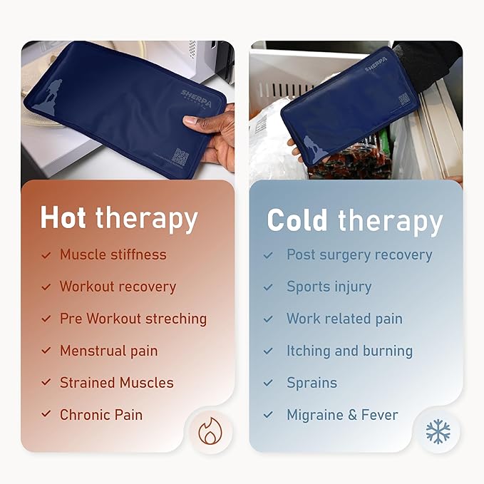 Medium Flexible Gel Ice Packs Reusable - Hot and Cold Soft Ice Packs for Injuries Reusable for Ankle, Arm, Foot, Leg, Back Pain Relief - 8" x 12" - 2PK - Blue