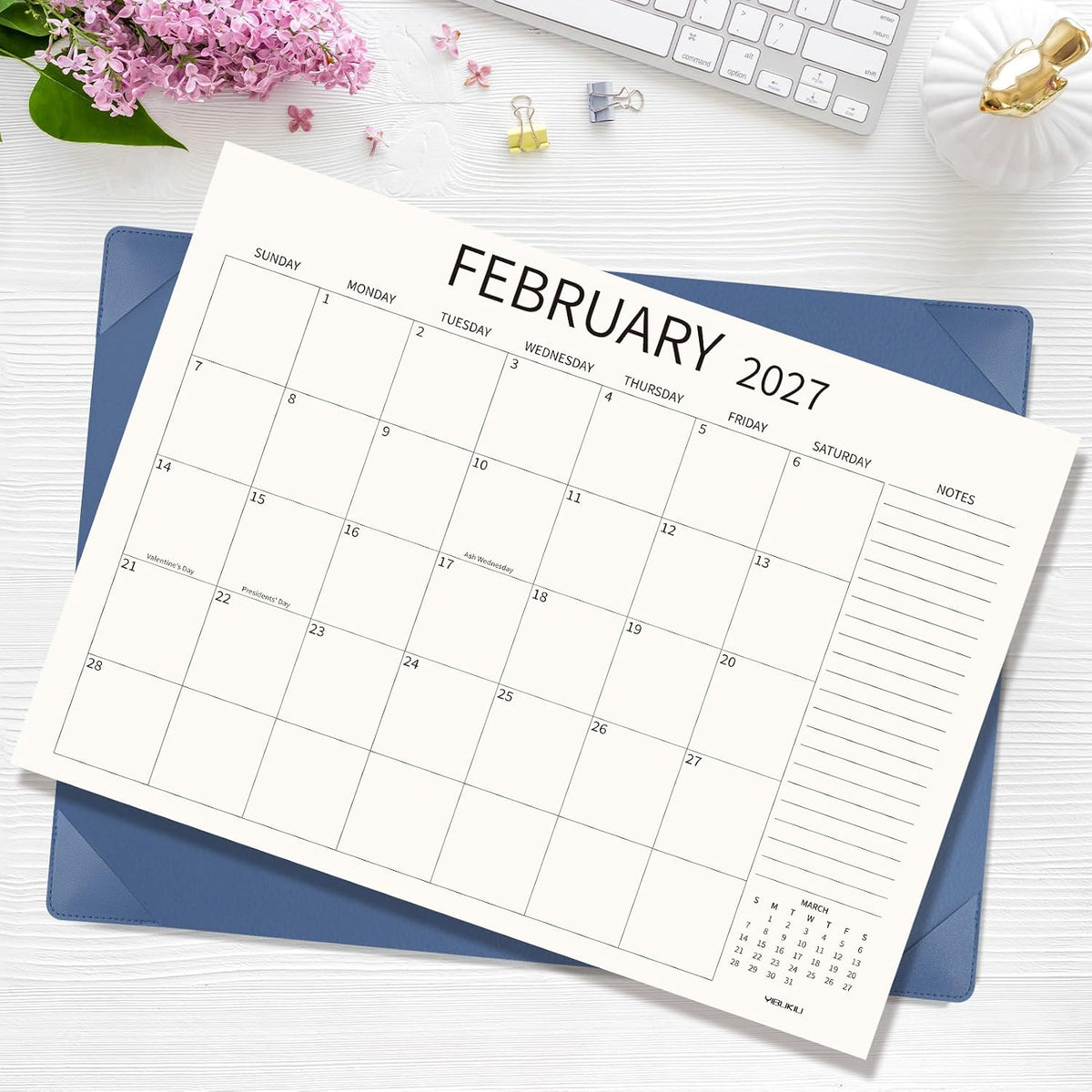 Desk Calendar 2026 Large 22x17, July 2026 to December 2027,18 Months Big Desk Pad Calendar with Desktop Mat for Home Office School Planning, Blue