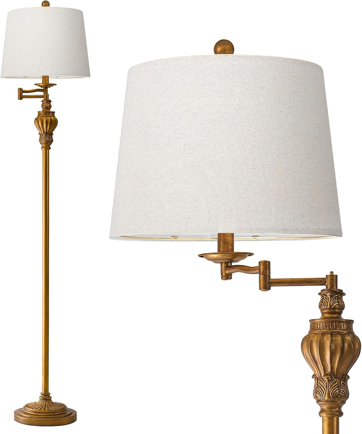 Vintage Floor Lamp with 350° Adjustable Swing Arm 61" Lamps for Living Room